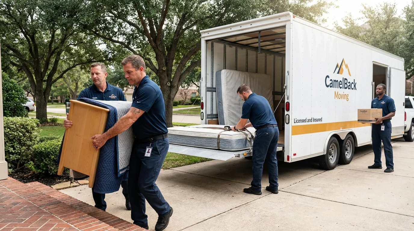 Crew loading residential truck for cross-state move from Garden City, MI