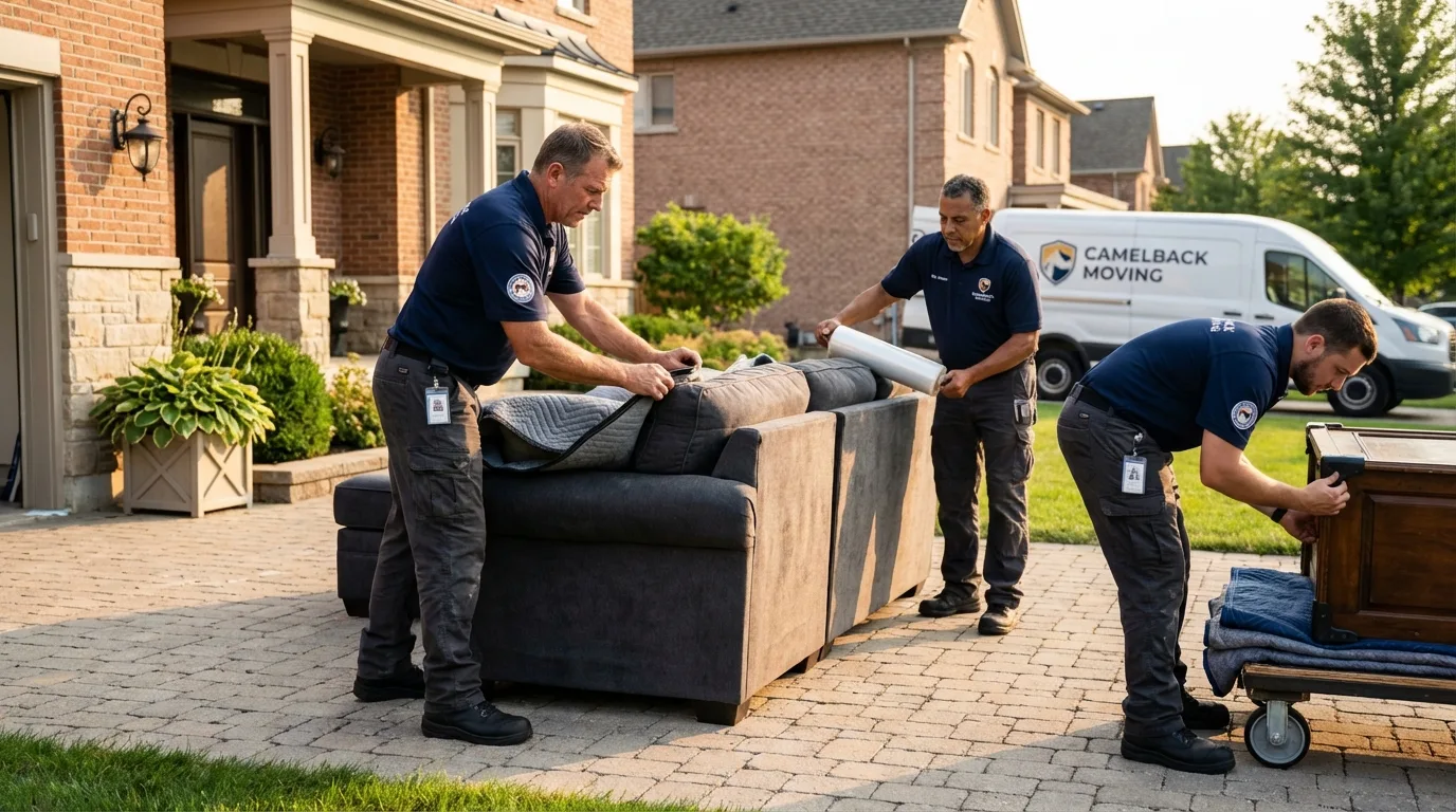 Large estate moving crew wrapping furniture in Garden City, MI