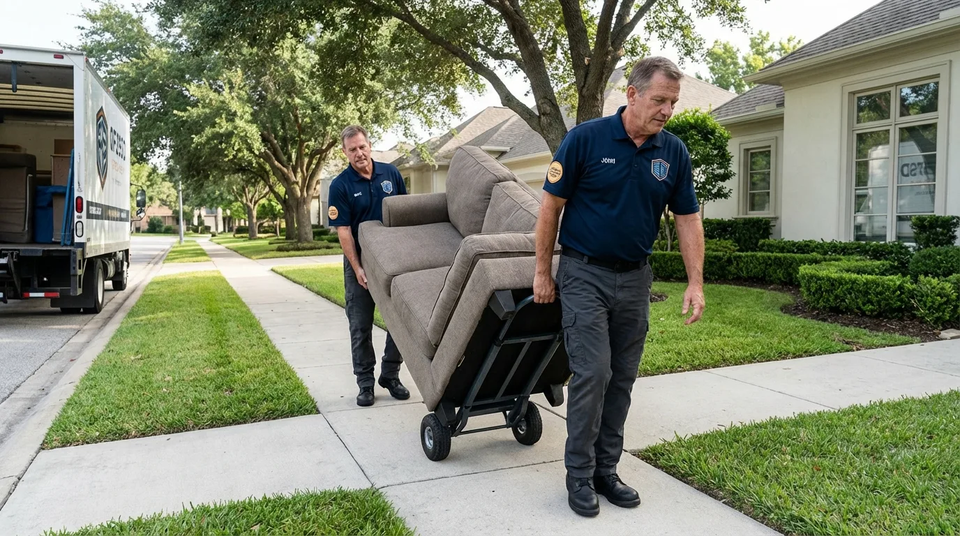 Local residential moving crew loading furniture in Garden City, MI